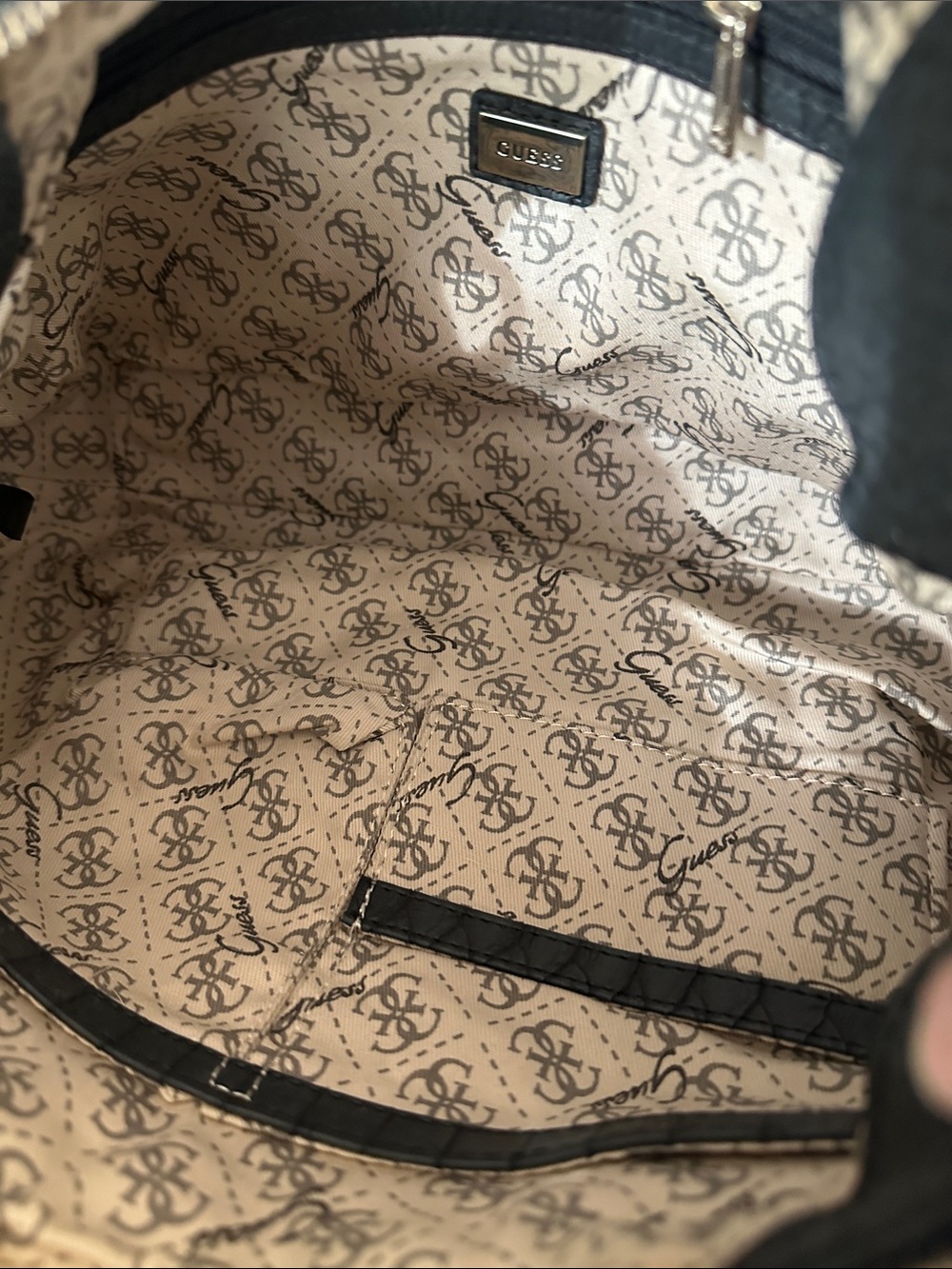 Guess Black & Gray Zebra-Print Shoulder Bag Y2K - Picture 7 of 8